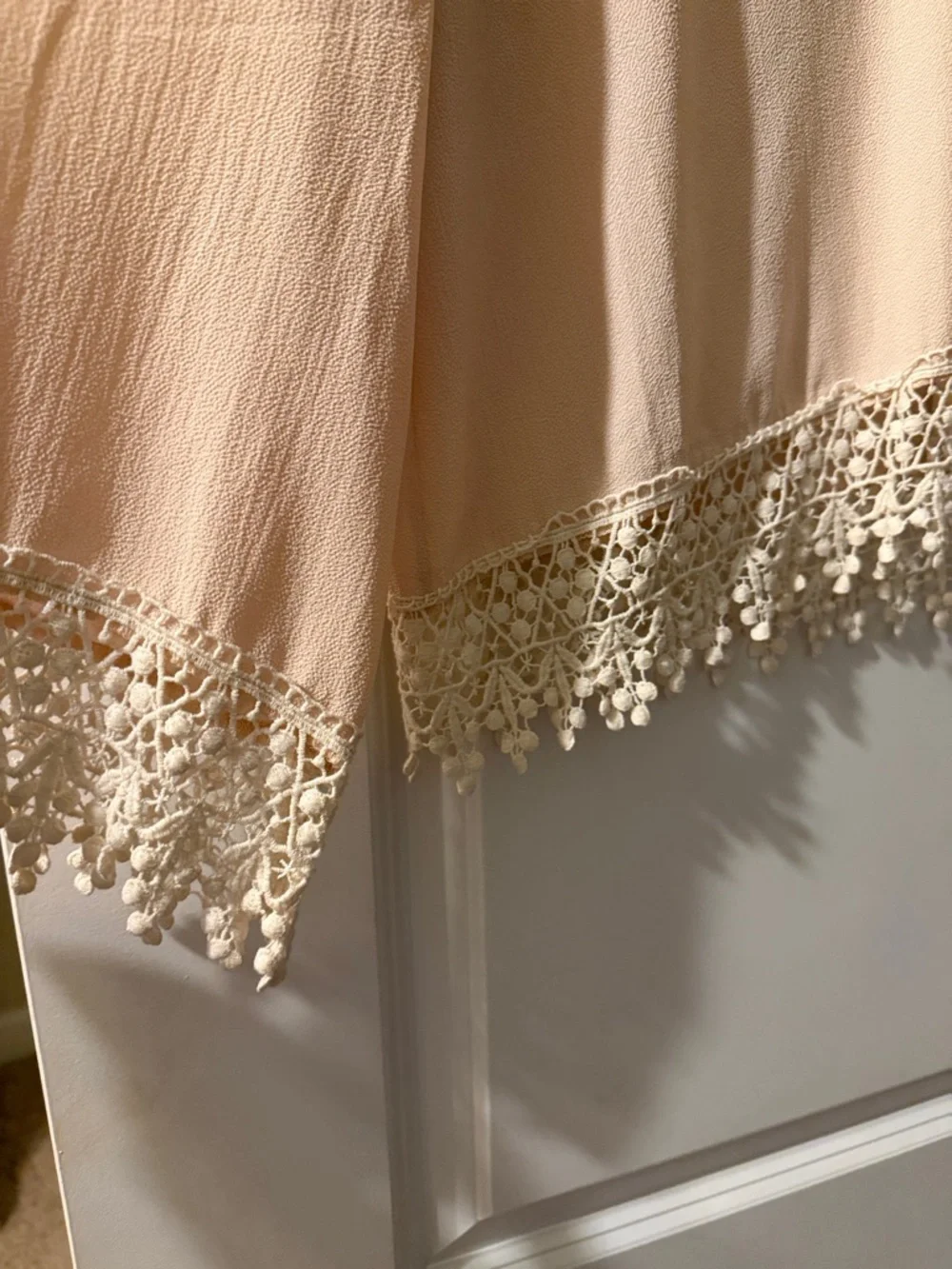 ASTR Peach Crochet-Hem V-Neck Blouse